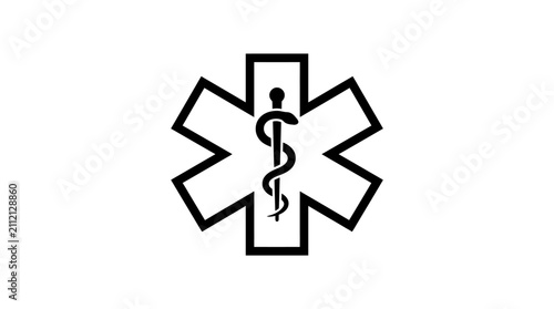Medical symbol with snake staff.