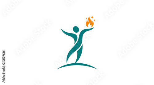 Cuadro en lienzo Person Holding Flames in Hand Silhouette.