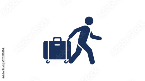 Konstfotografi Person pulling luggage suitcase running.
