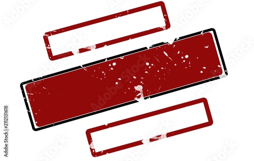 Distressed Red Grunge Rectangular Stamp Frames on White Background
