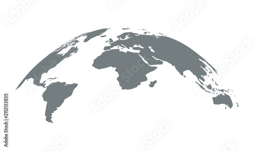 Fotografie Minimalist grey flat world map illustration with geography continent internation