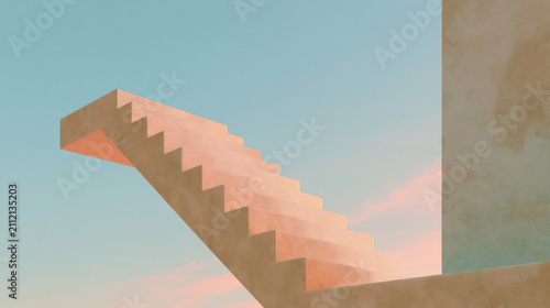Concrete staircase ending in open air against sky