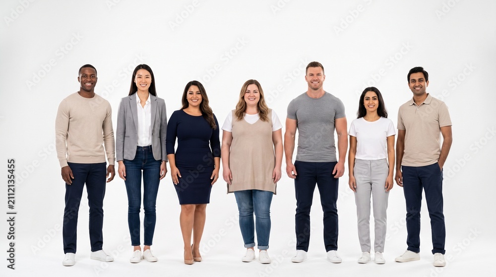 Obraz premium Diverse group of people standing together in a line.