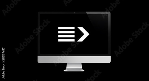Minimal Computer Monitor with Data Transfer Icon on Black