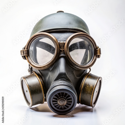Gas Mask With Goggles on White Background