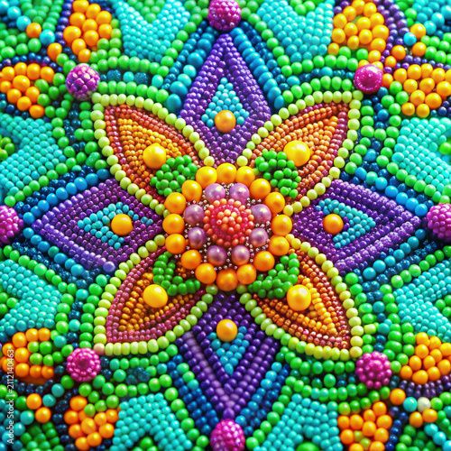 Colorful Beaded Design Close Up
