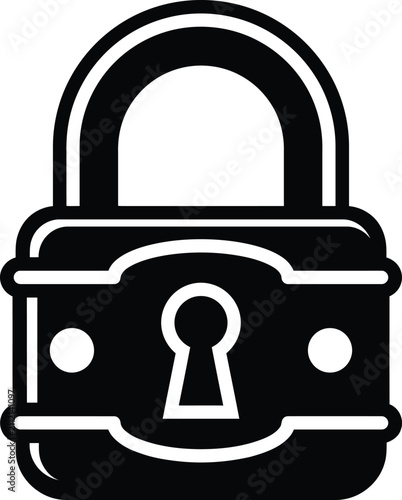 Padlock Silhouette On White Background A Simple Security Device