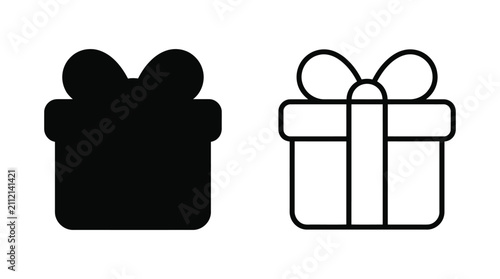 Canvastavla Gift Box Silhouette And Outline Black And White Graphic