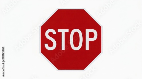 A red stop sign with white lettering, set against a white background with a slight shadow effect.