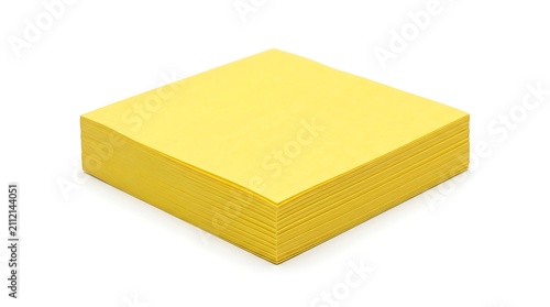 Blank yellow sticky note pad isolated on white background.