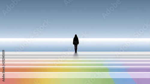 Solitary Person in Minimal Landscape Representing Emotional Isolation