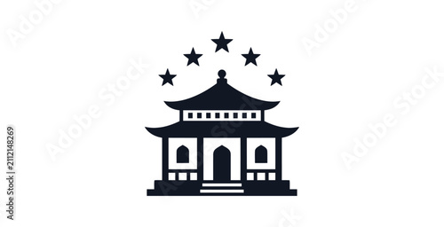 Pagoda Building Five Star Icon