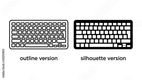 Quadro su tela Keyboard Outline and Silhouette: A graphic resource displaying two versions of a keyboard, one in outline and the other in silhouette, representing digital input devices