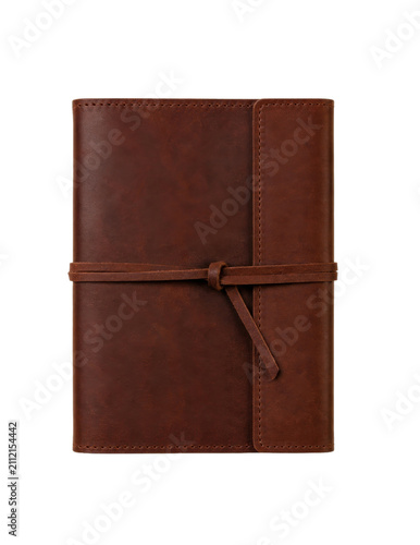 Classic brown leather journal with a tie closure, perfect for writing and sketching