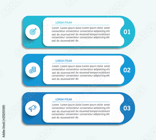 Business infographic template with 3 options or steps	