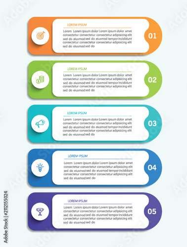 Business vector infographic template with 5 options or steps
