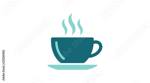 Slika na platnu Teal coffee cup with steam rising.