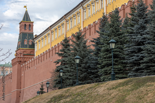 Photography View of the Kremlin wall with a tower