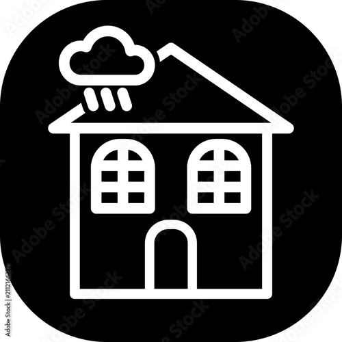 Rainy Weather House Icon