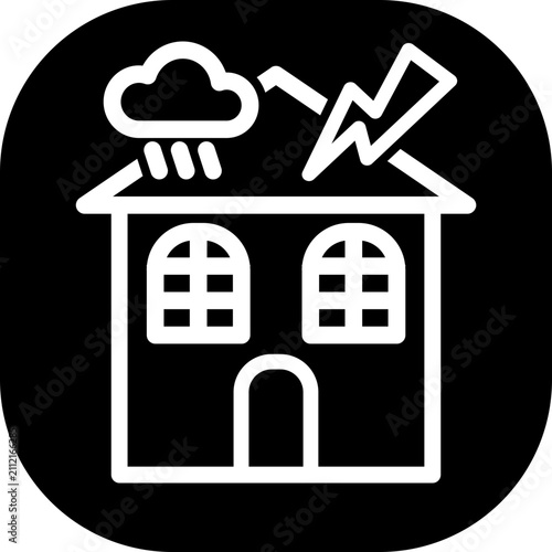 Thunderstorm Weather House Icon