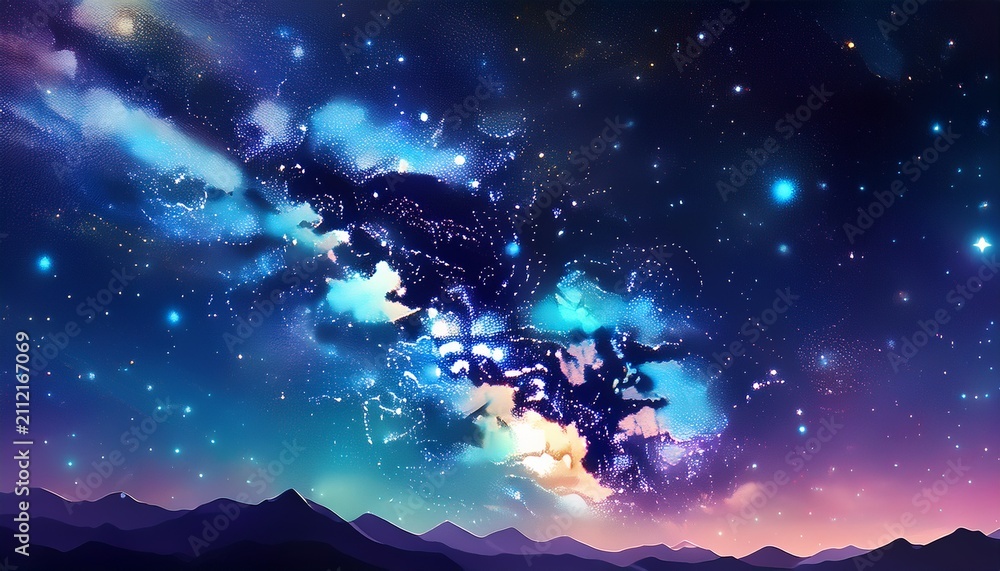 Fototapeta premium Background Of The Night Sky With Stars Banner Deep Space