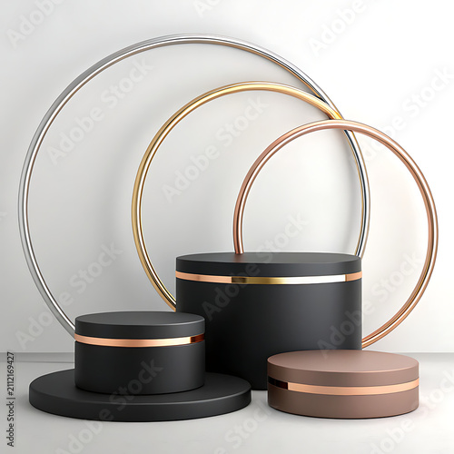 Cylinder podium modern pedestal product stand 3d rendering