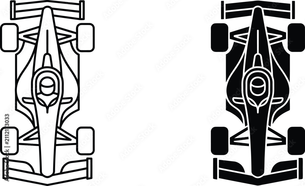 Obraz premium Top view of two formula one race cars