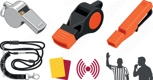 Canvas Print Sports Referee Equipment Set Featuring Classic Metal Whistle Pea-Less Plastic Wh
