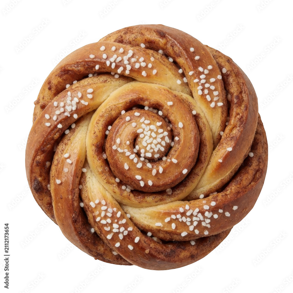 Fototapeta premium Cinnamon Roll with White Sugar Transparent Background