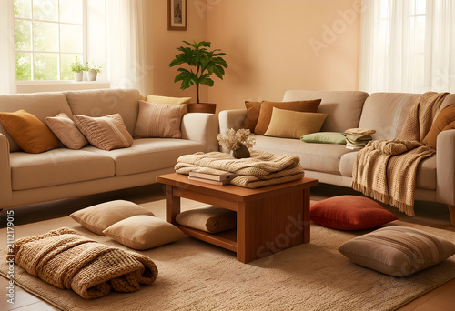 Cozy living room interior w...