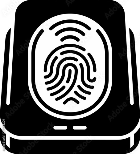 Fingerprint Scanner Icon with Minimalist Lines Symbolizing Biometric Security, Cybersecurity, Data Protection, Access Control, Digital Identity
