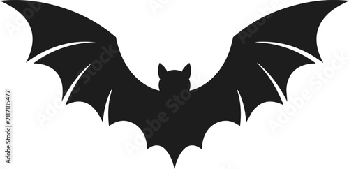 Flying Bat Silhouette with Spread Wings Symbolizing Halloween, Graphic Design, Holiday Branding, Creative Projects