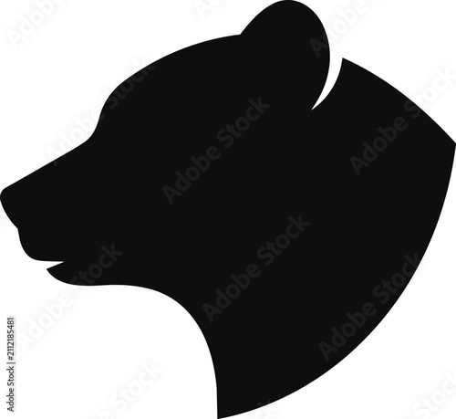 Bear Head Silhouette with Minimalist Design Symbolizing Strength, Wildlife, Branding, Conservation, Graphic Design
