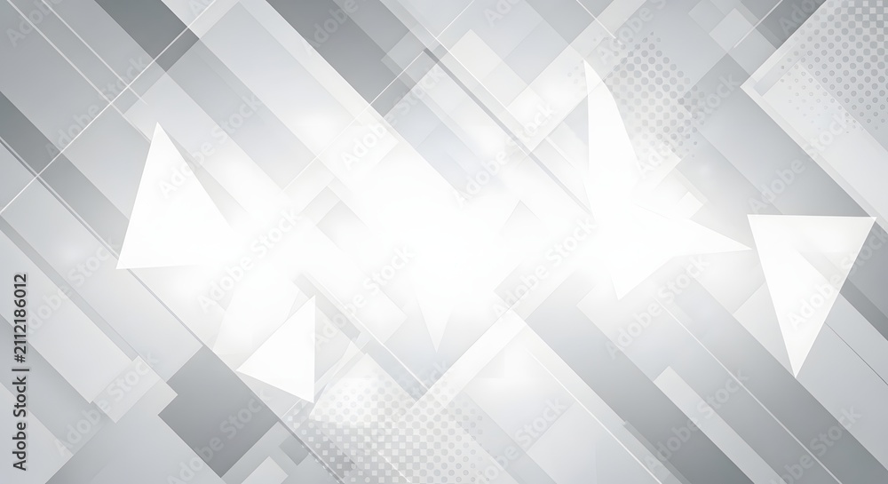 Fototapeta premium A dynamic abstract composition featuring overlapping geometric shapes, sharp angles, and varying shades of gray to create a contemporary, visually engaging digital art piece with depth
