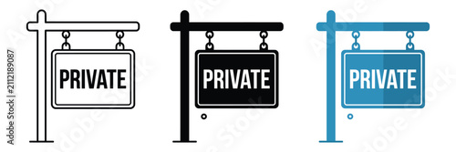 Private Property Hanging Signboard Vector Icon