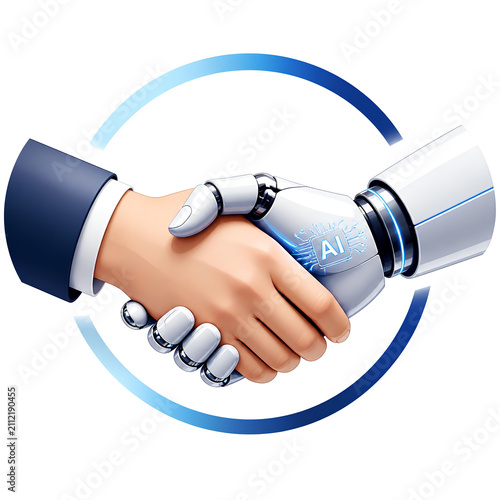 Human handshake with robotic hand