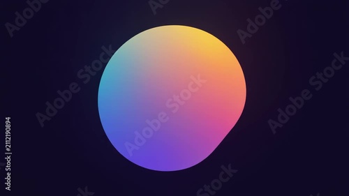 Seamless looping animated abstract gradient circle with vibrant color shifts against dark background, symbolizing fluidity, creativity, and digital art