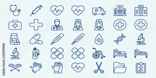 Comprehensive healthcare icons set medical symbols for professionals and health industry applications