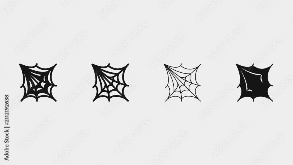 Fototapeta premium black-and-white vector icons or clipart of corner spider webs.