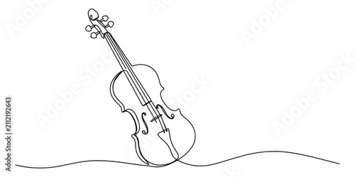 Konstfotografi Continuous single line drawing of a classical wooden violin musical instrument i