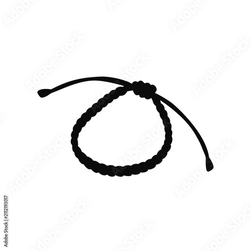 Foto Minimalist braided bracelet silhouette, black cord jewelry icon, adjustable stri
