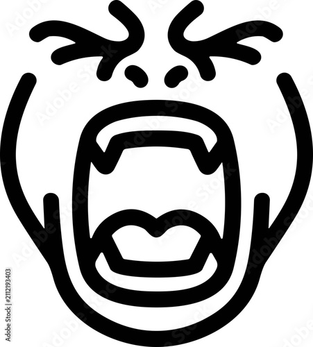 Bild auf Leinwand Furious Face Icon, Angry Expression, Screaming Mouth, Aggressive Emotion, Vector