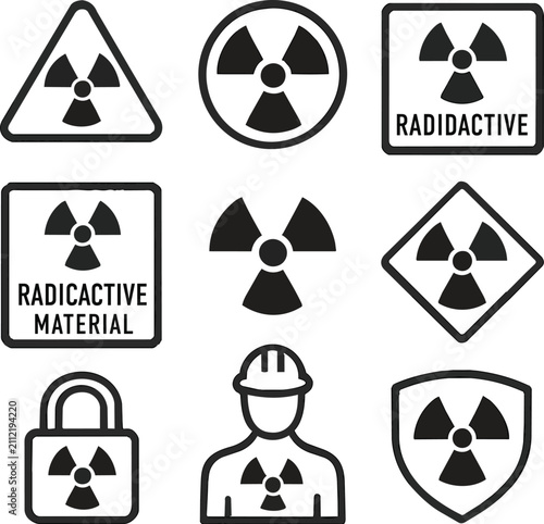 safety icon bundle featuring radioactive warning signs