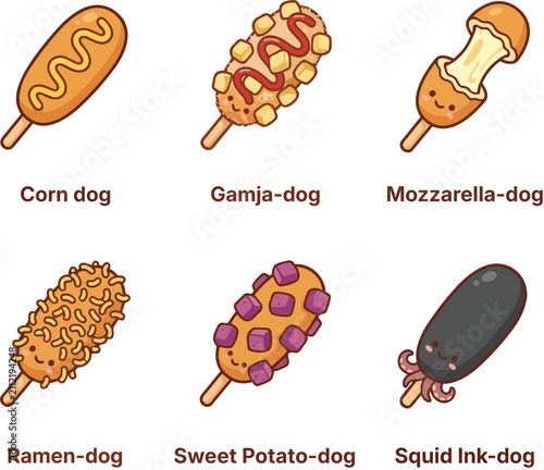 Cute corn dog icon pack