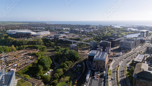 Fotografía Aerial view of regeneration work in Sunderland