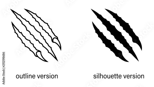Quadro su tela Claw Marks: A set of fierce claw marks rendered in both an outline and silhouette version, symbolizing raw power and wild instinct