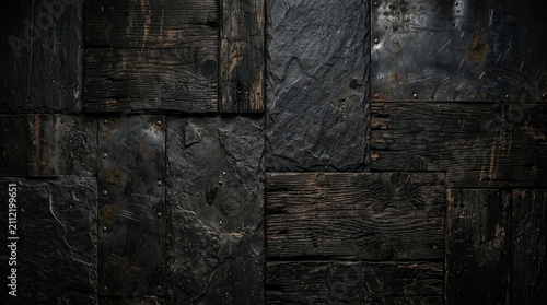 Dark wood and stone background wallpaper textures