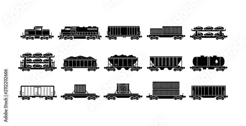 Foto Train Cars and Locomotives Icon Set