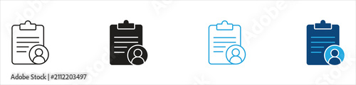 Solid Black Silhouette Resume Icon Set, Representing CV Documents, Candidate Profiles, Job Applications, and Recruitment, Vector Illustration