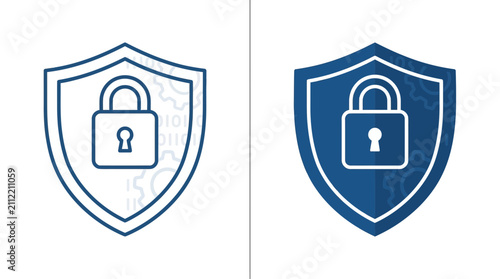 Digital Security Shield with Lock Icon and Binary Code